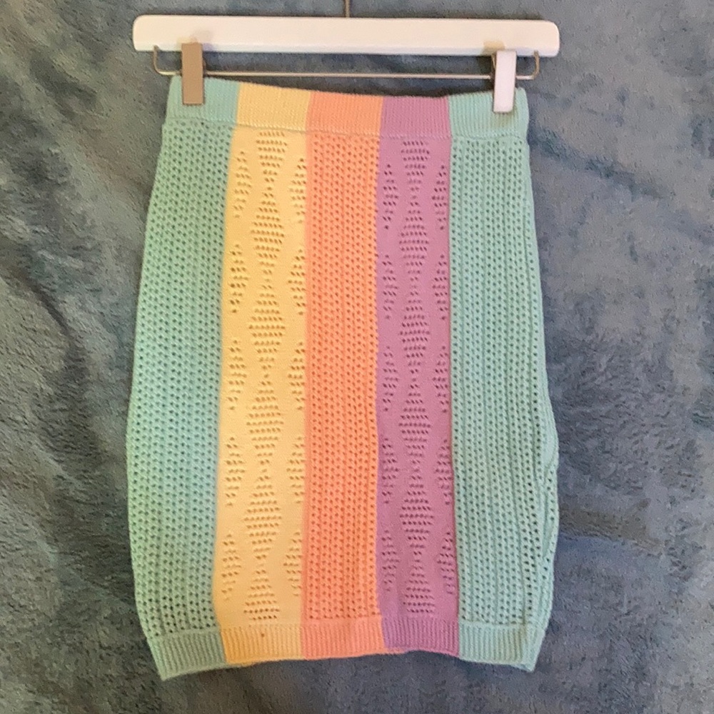 Colorful knit skirt multicolored rainbow 🌈